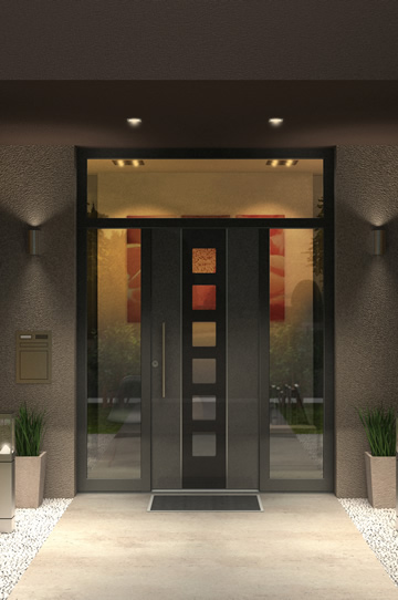 Aluminium-Eingangstüren sind in einer Reihe von Designs erhältlich, die zu jedem Projekt passen, vom Neubau bis zur Renovierung eines historischen Gebäudes.